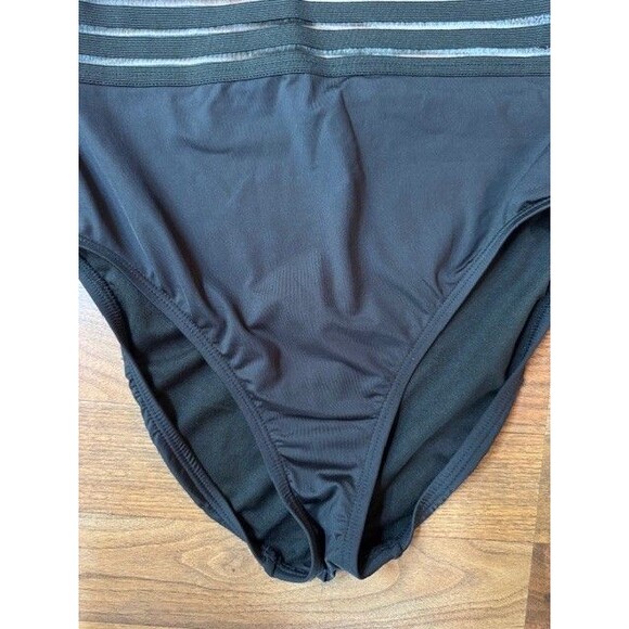 Kenneth Cole Black One Piece MED Cross Neck Illusion Mesh Swimsuit Bathing Suit - Picture 4 of 11